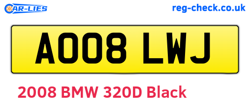 AO08LWJ are the vehicle registration plates.