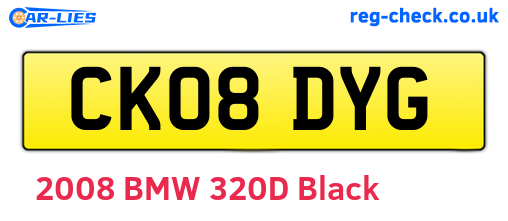 CK08DYG are the vehicle registration plates.