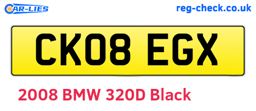 CK08EGX are the vehicle registration plates.