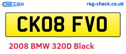 CK08FVO are the vehicle registration plates.