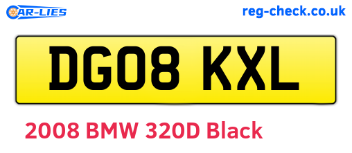 DG08KXL are the vehicle registration plates.