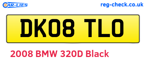 DK08TLO are the vehicle registration plates.