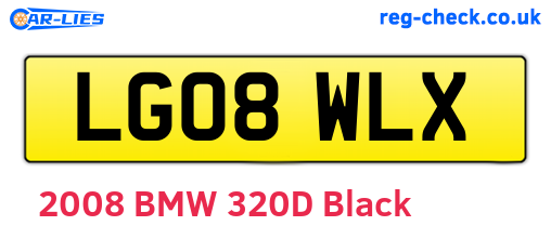 LG08WLX are the vehicle registration plates.