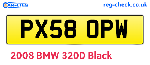 PX58OPW are the vehicle registration plates.