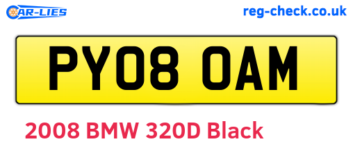 PY08OAM are the vehicle registration plates.
