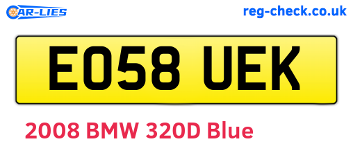 EO58UEK are the vehicle registration plates.
