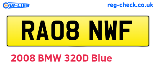 RA08NWF are the vehicle registration plates.
