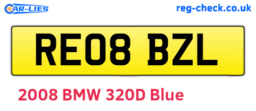 RE08BZL are the vehicle registration plates.