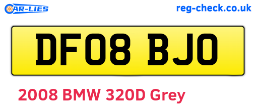 DF08BJO are the vehicle registration plates.