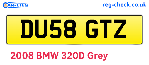 DU58GTZ are the vehicle registration plates.