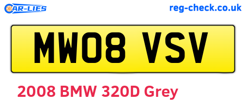 MW08VSV are the vehicle registration plates.