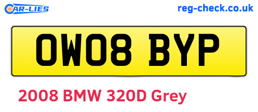 OW08BYP are the vehicle registration plates.