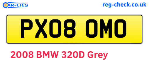 PX08OMO are the vehicle registration plates.