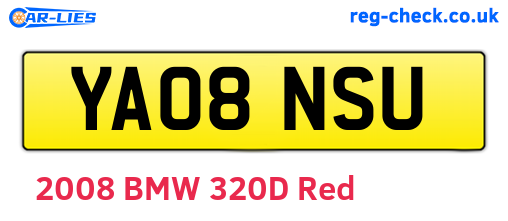 YA08NSU are the vehicle registration plates.