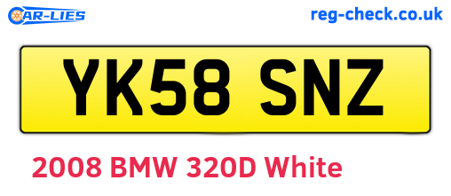 YK58SNZ are the vehicle registration plates.