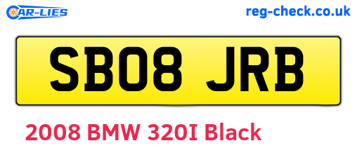 SB08JRB are the vehicle registration plates.