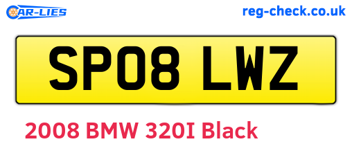 SP08LWZ are the vehicle registration plates.