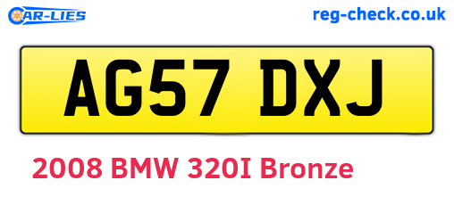AG57DXJ are the vehicle registration plates.