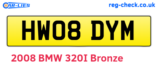 HW08DYM are the vehicle registration plates.