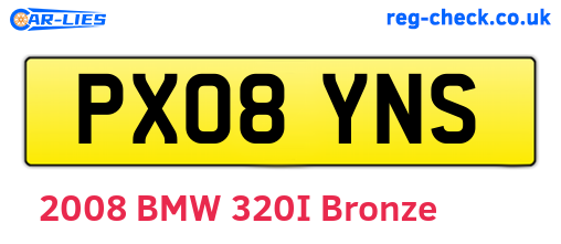 PX08YNS are the vehicle registration plates.