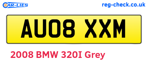 AU08XXM are the vehicle registration plates.