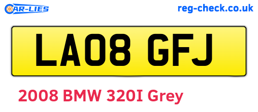 LA08GFJ are the vehicle registration plates.