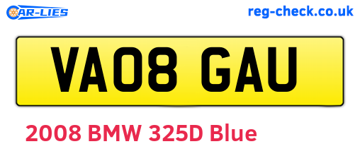 VA08GAU are the vehicle registration plates.