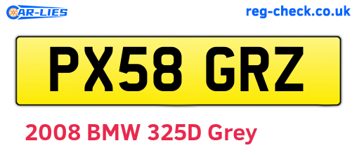 PX58GRZ are the vehicle registration plates.