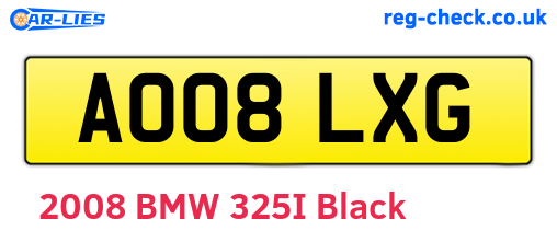 AO08LXG are the vehicle registration plates.