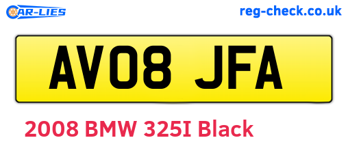 AV08JFA are the vehicle registration plates.