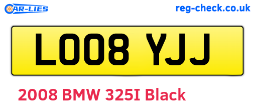 LO08YJJ are the vehicle registration plates.