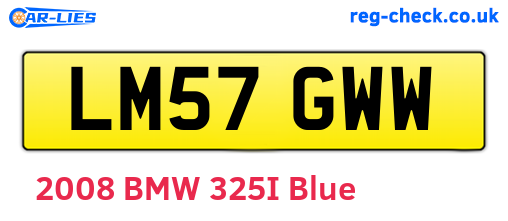 LM57GWW are the vehicle registration plates.