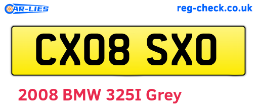 CX08SXO are the vehicle registration plates.