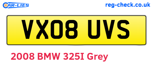 VX08UVS are the vehicle registration plates.