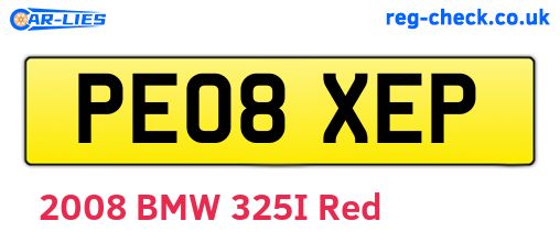 PE08XEP are the vehicle registration plates.