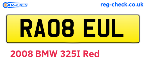 RA08EUL are the vehicle registration plates.