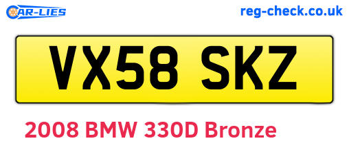VX58SKZ are the vehicle registration plates.