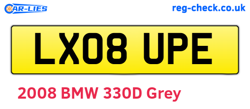 LX08UPE are the vehicle registration plates.