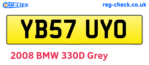 YB57UYO are the vehicle registration plates.