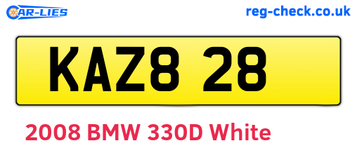 KAZ828 are the vehicle registration plates.