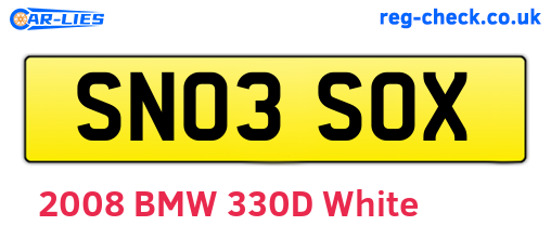 SN03SOX are the vehicle registration plates.