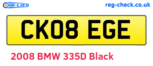 CK08EGE are the vehicle registration plates.