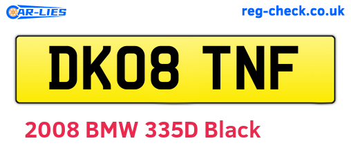 DK08TNF are the vehicle registration plates.