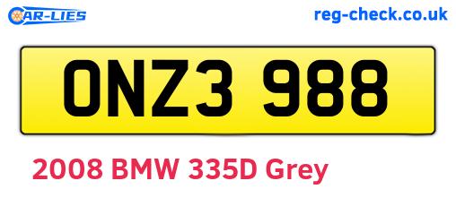 ONZ3988 are the vehicle registration plates.