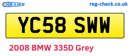 YC58SWW are the vehicle registration plates.