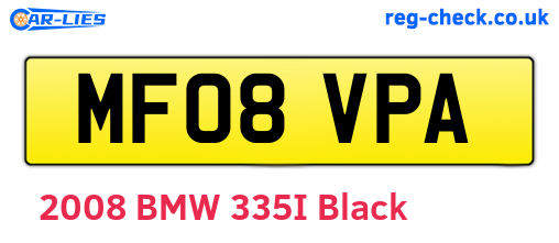 MF08VPA are the vehicle registration plates.
