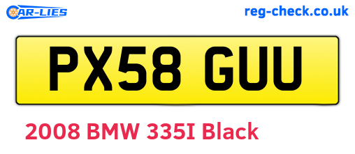PX58GUU are the vehicle registration plates.