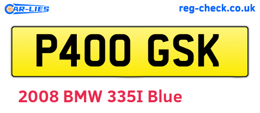 P400GSK are the vehicle registration plates.