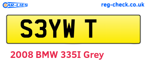 S3YWT are the vehicle registration plates.