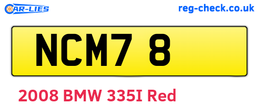 NCM78 are the vehicle registration plates.
